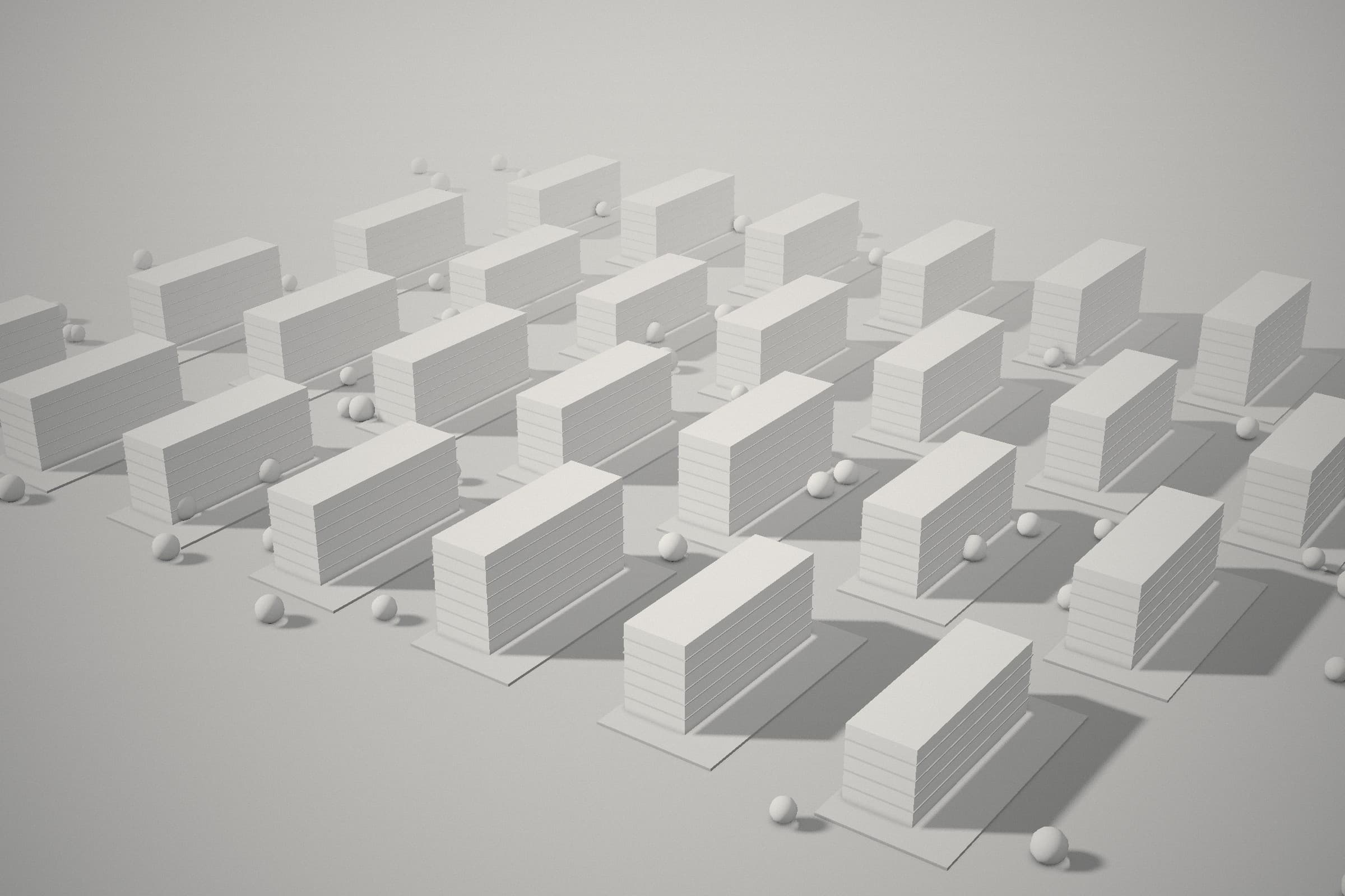 Conjunto de bloques residenciales en maqueta